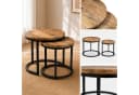 iAnanas Satztisch 2er Set Rund Massivmangoholz Industrial Design Beige/Schwarz Bild 5