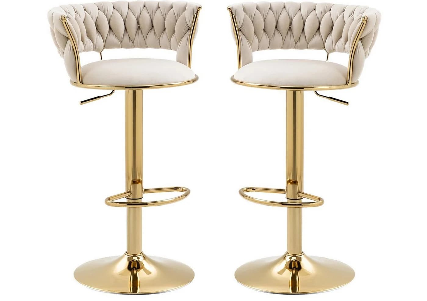 LVHOM Barhocker Set 2 St. Gold Samt Höhenverstellbar 360° Drehbar - Bild 2