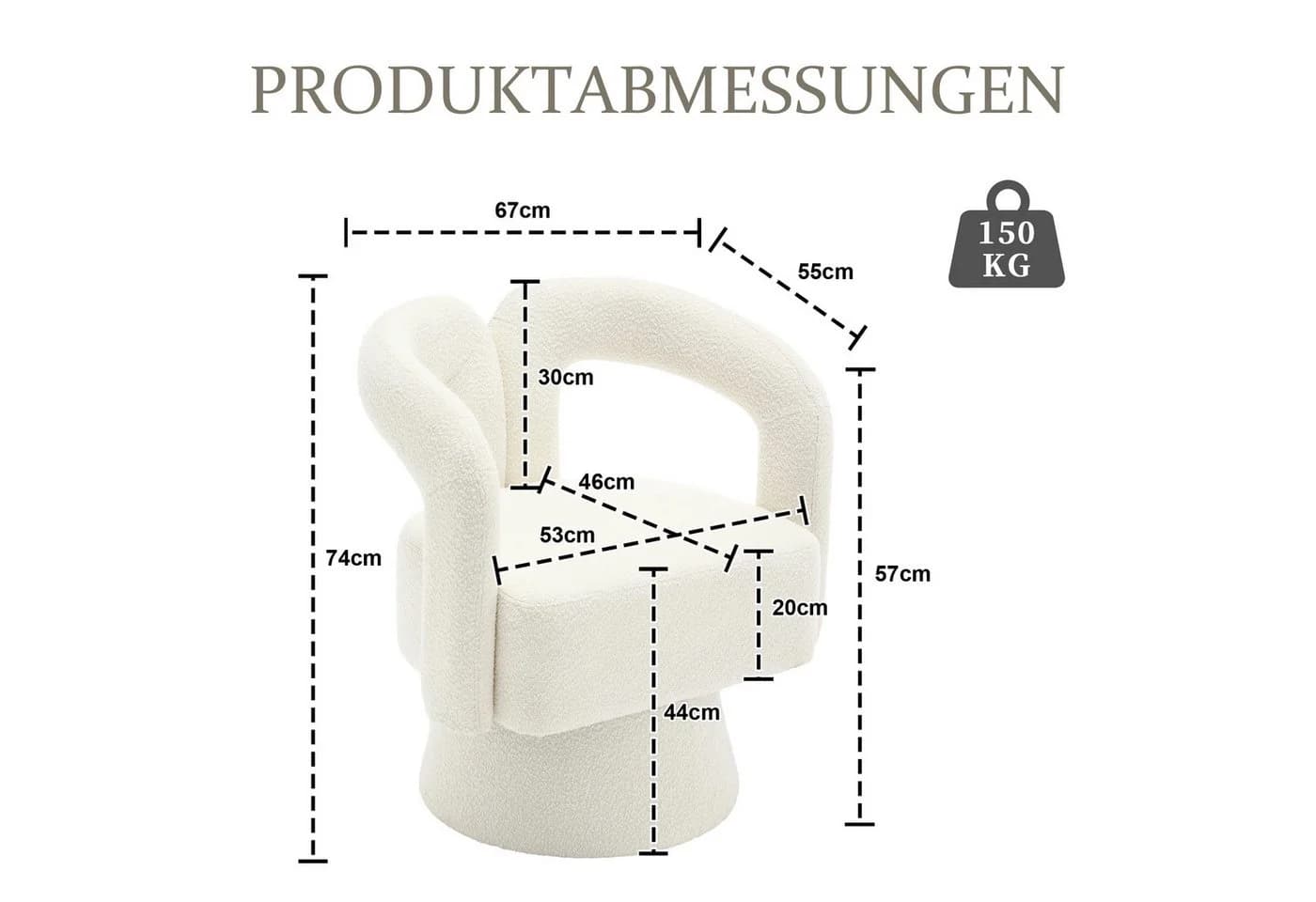 LVHOM Drehsessel M-Form 360 Grad drehbar Cuddle Barrel-Akzentstuhl Beige - Bild 3