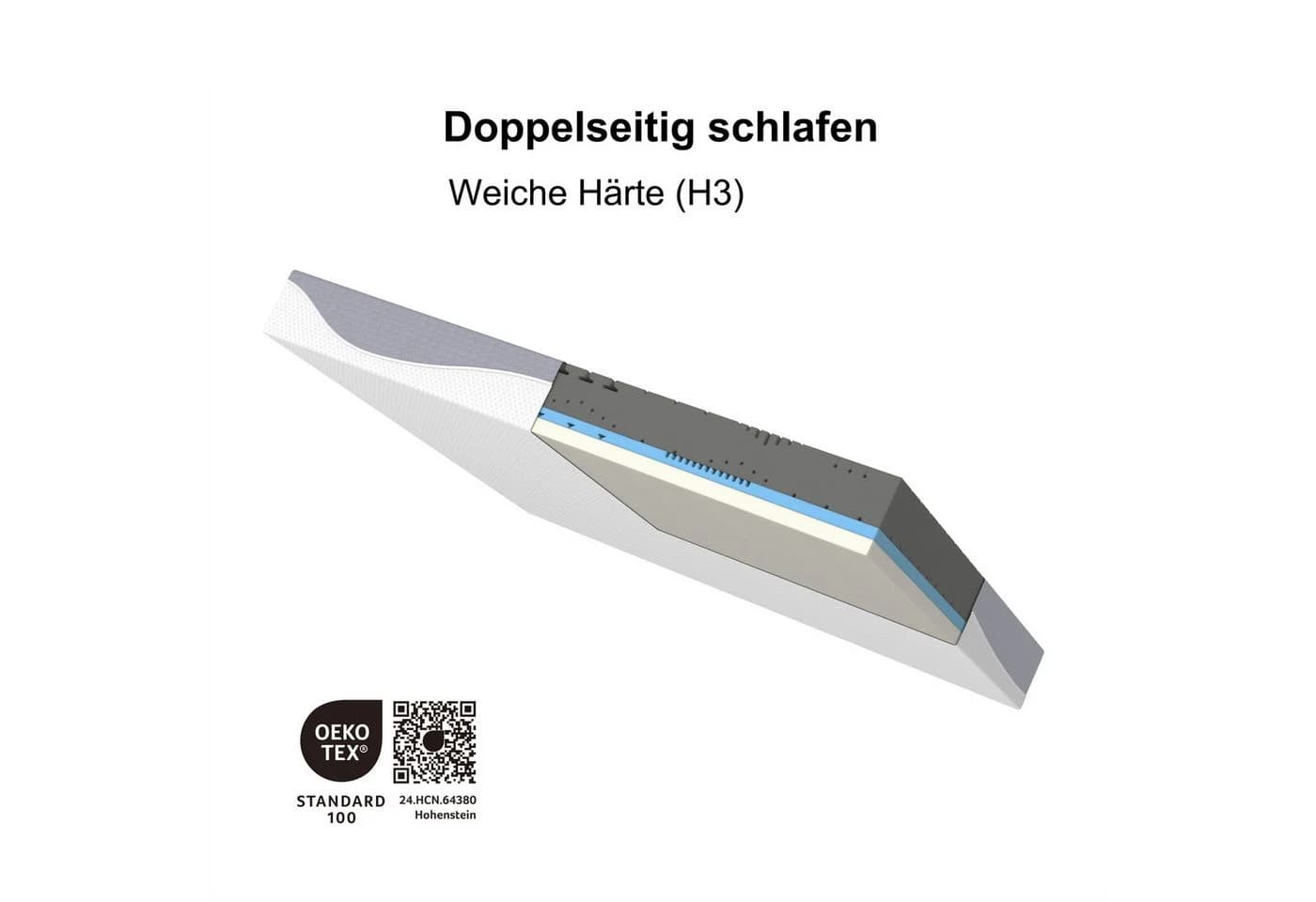Komfortschaummatratze Kaltschaummatratze, weiß/grau, i@home, Gemütliche Matratze mit mittlerer Härte doppelseitig schlafend, H3,H4 - Bild 3