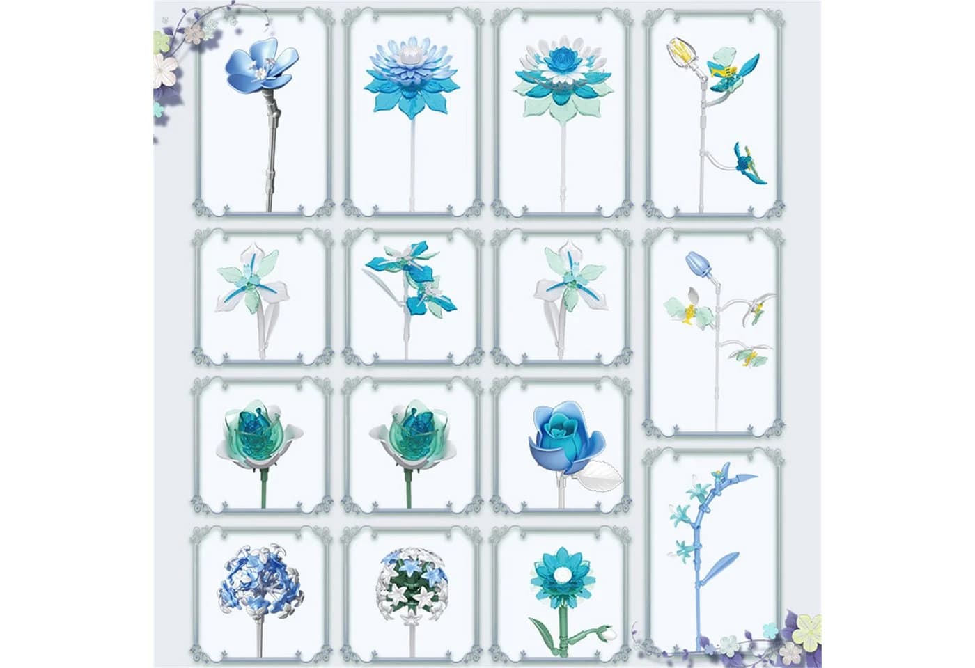 HOMELIVE Eisblauer Blumenstrauß Bausatz 711 ST DIY Kunstblumen Set