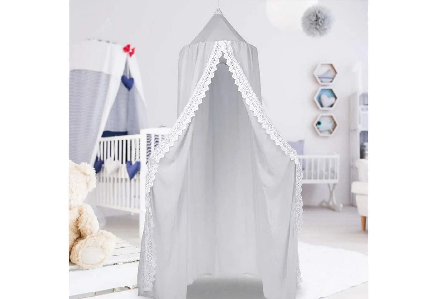 HOMELIVE Betthimmel Baldachin Kinderzimmer Deko Exquisite Spitze - Bild 4