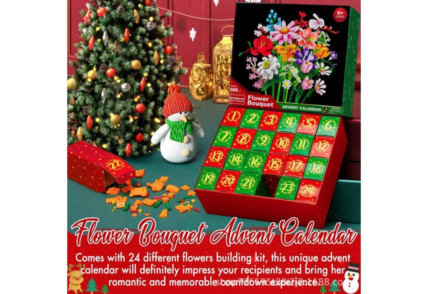 HOMELIVE Adventskalender Sonnenblumen Bouquet Bausteine Blind Box - Bild 4