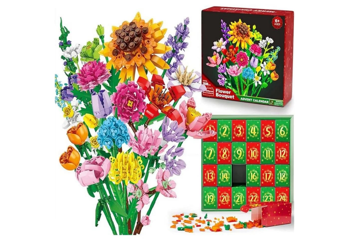 HOMELIVE Sonnenblumen Blumenstrauß 2688pcs Adventskalender