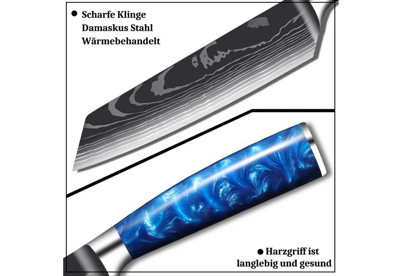 HOMELIVE Messer-Set 9-tlg. mit Rolltasche, Edelstahl & Pakka Holz - Bild 5