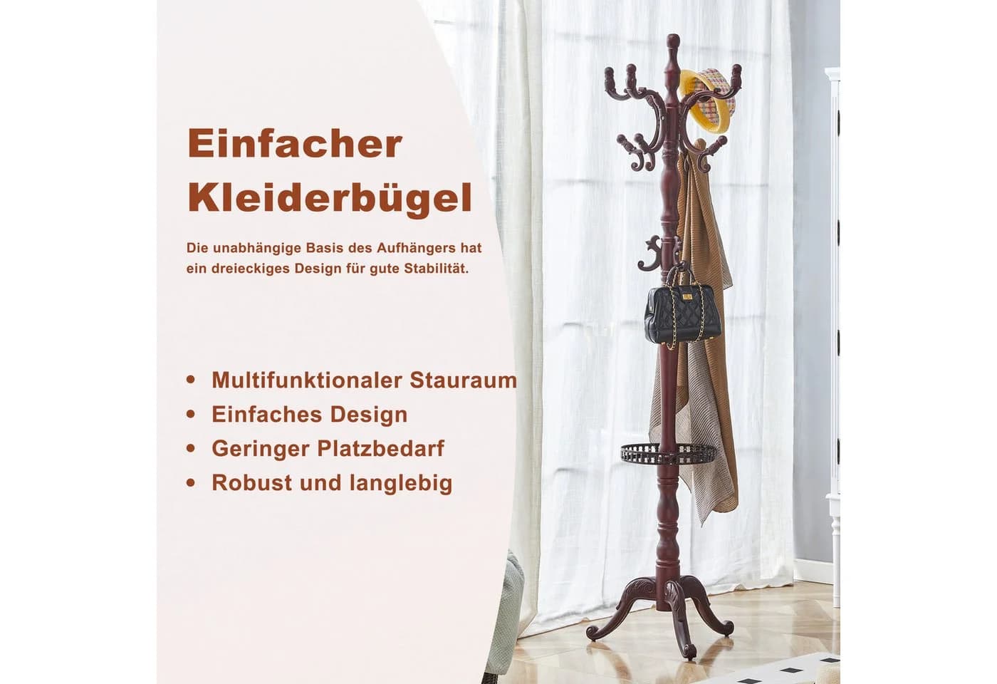 i@home Kleiderständer Massivholz Mehrfach Bestückt Rutschfeste Füße - Bild 4