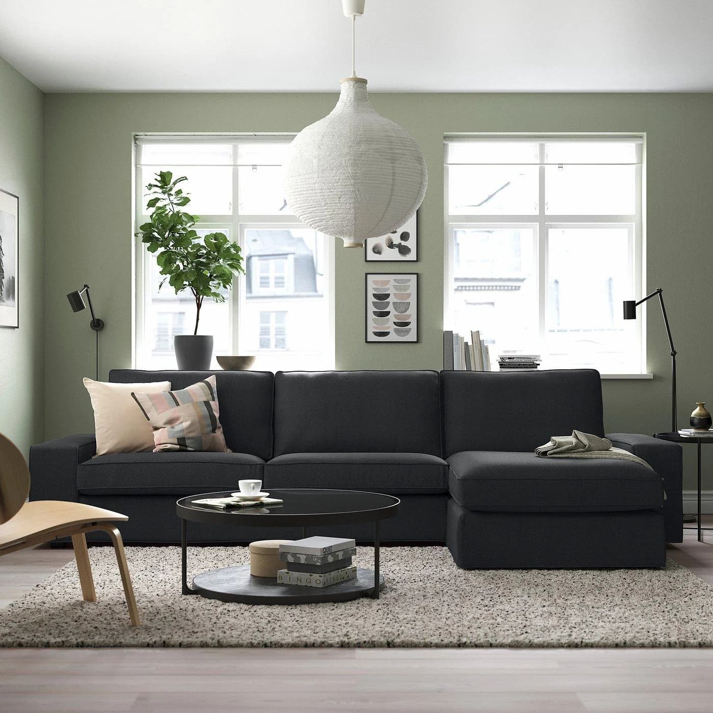 IKEA KIVIK 4er-Sofa mit Récamiere Dunkelgrau
