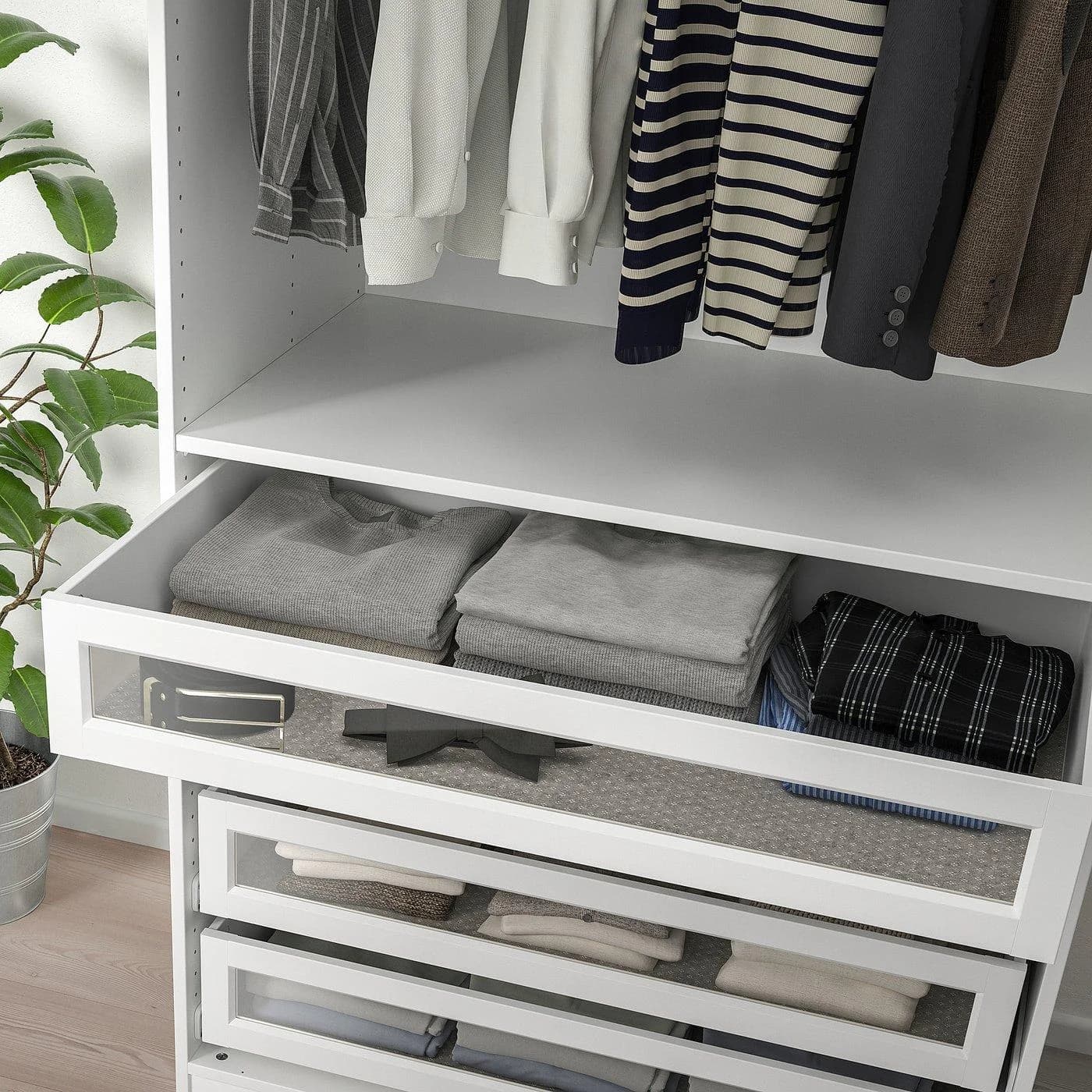 IKEA KOMPLEMENT Schublade mit Glasfrontrahmen Weiß