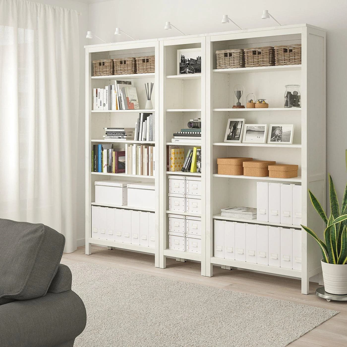 IKEA HEMNES Bücherregal Weiß Gebeizt Massivholz