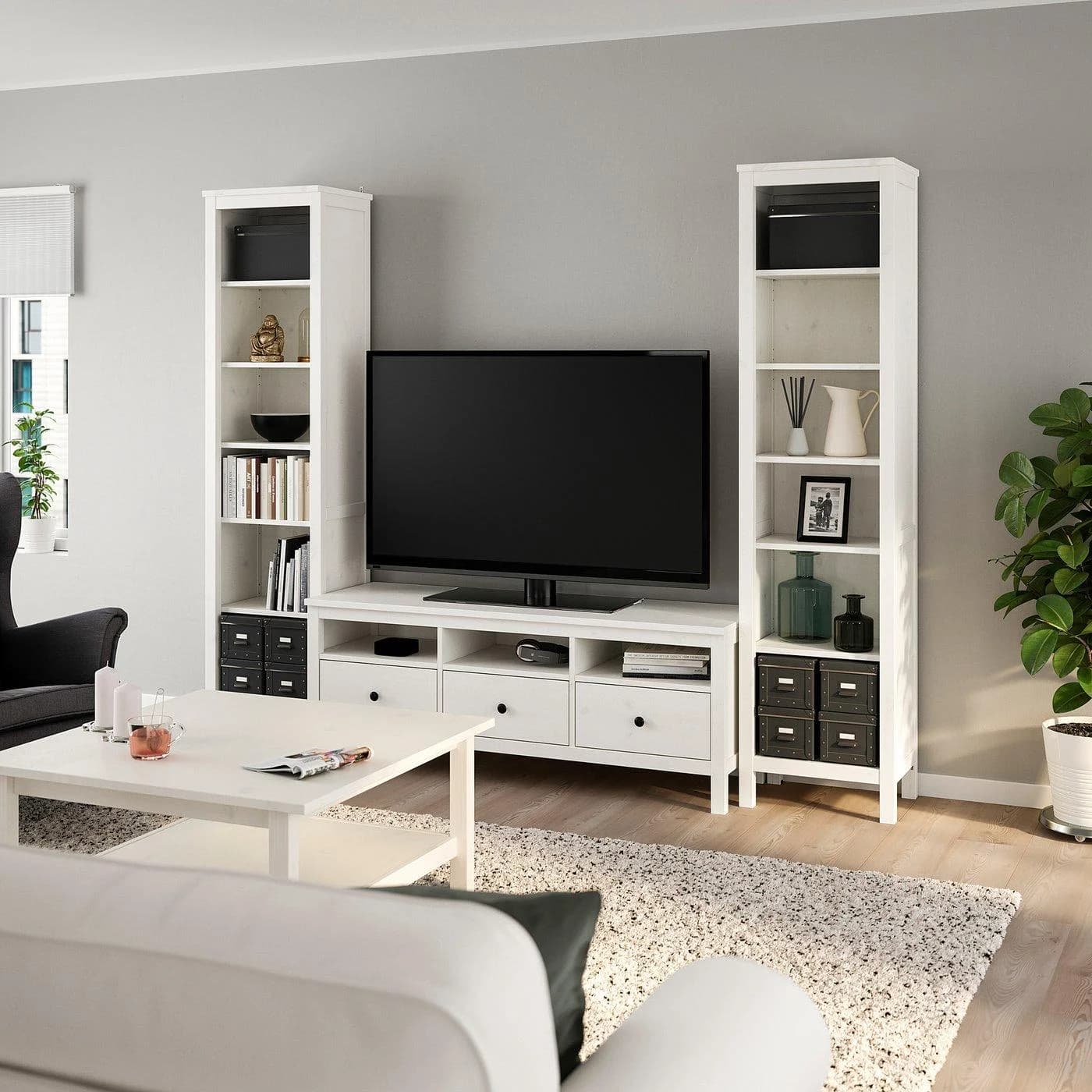 IKEA HEMNES TV-Möbel Kombination Weiß Gebeizt