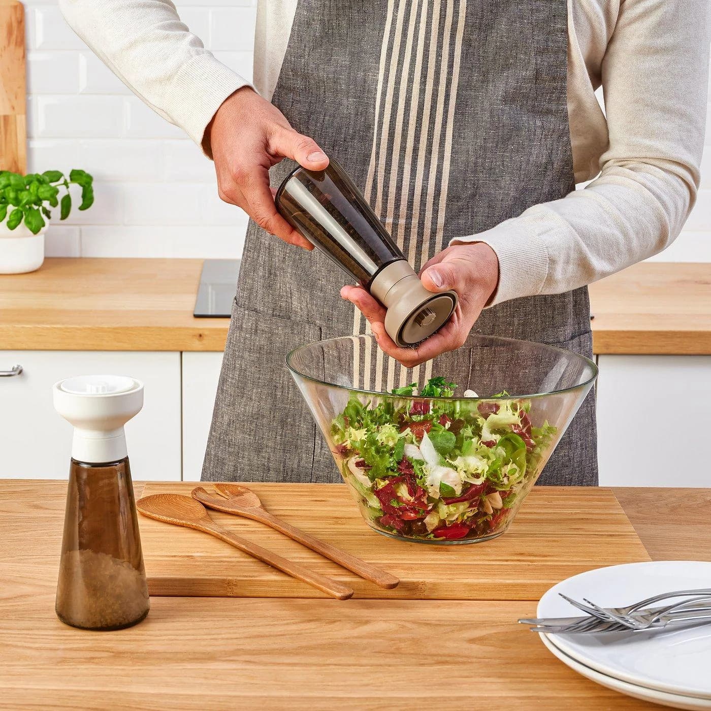 IKEA HALVTOM Gewürzmühle Glas Braun
