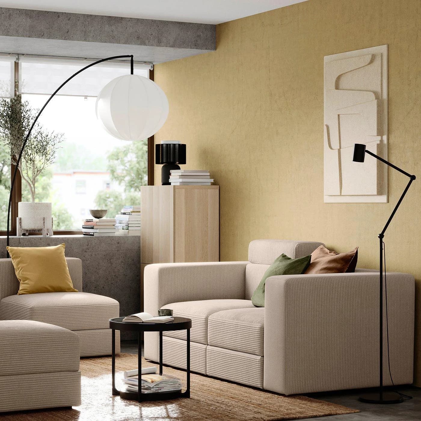 IKEA JÄTTEBO 2er-Sitzelement mit Nackenkissen Samsala graubeige