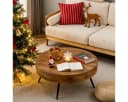 gopop Couchtisch rund Braun Metallbeine Industriestil Bild 2
