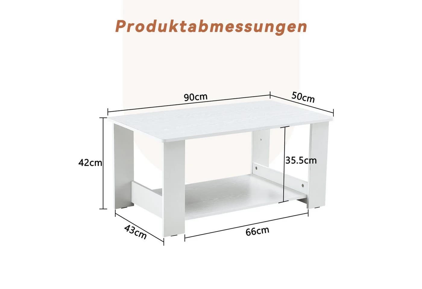 gopop Wohnzimmertisch Weiß mit Stauraum