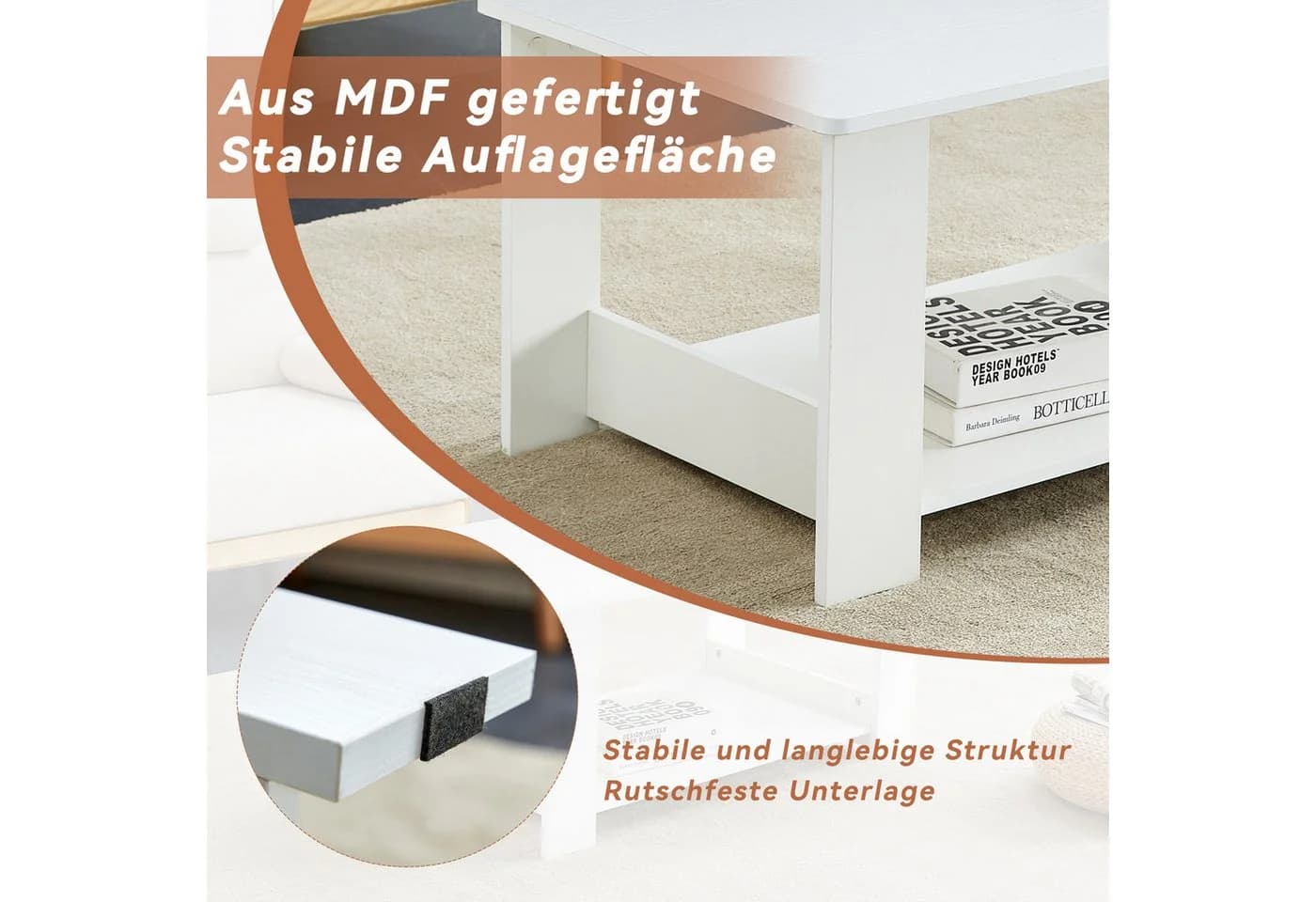 gopop Wohnzimmertisch Weiß mit Stauraum - Bild 4