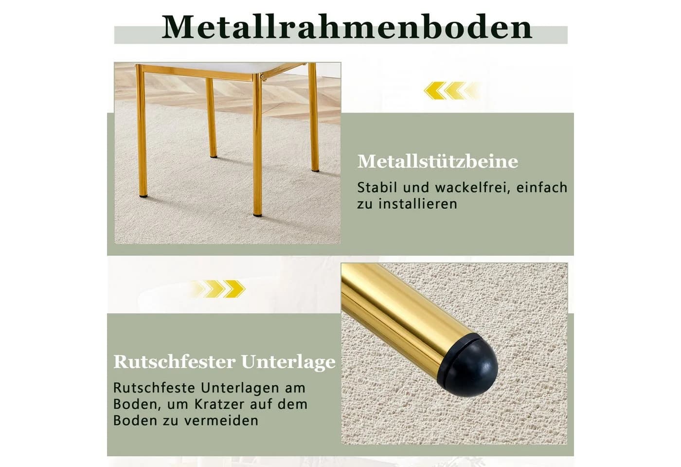 JUFU Esszimmerstuhl 4er Set weiß/gold PU-Polsterung + Metallbeine - Bild 5