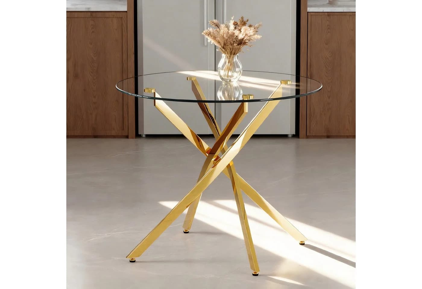 JUFU Glastisch Rund Ø88cm ESG-Glas Silber/Gold - Bild 2