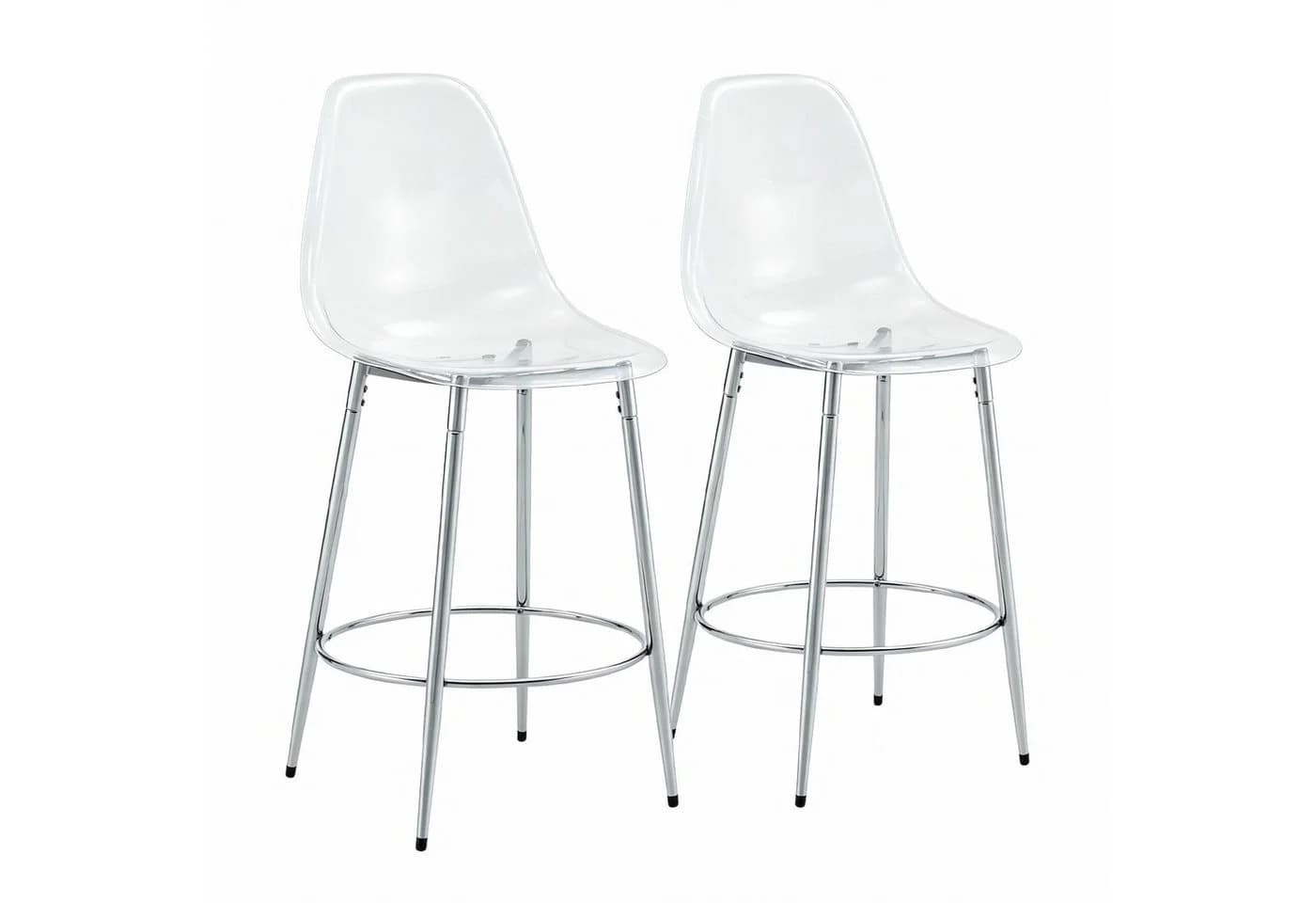 gopop Barhocker 2er-Set Transparent PET Metallbeine Silber - Bild 2