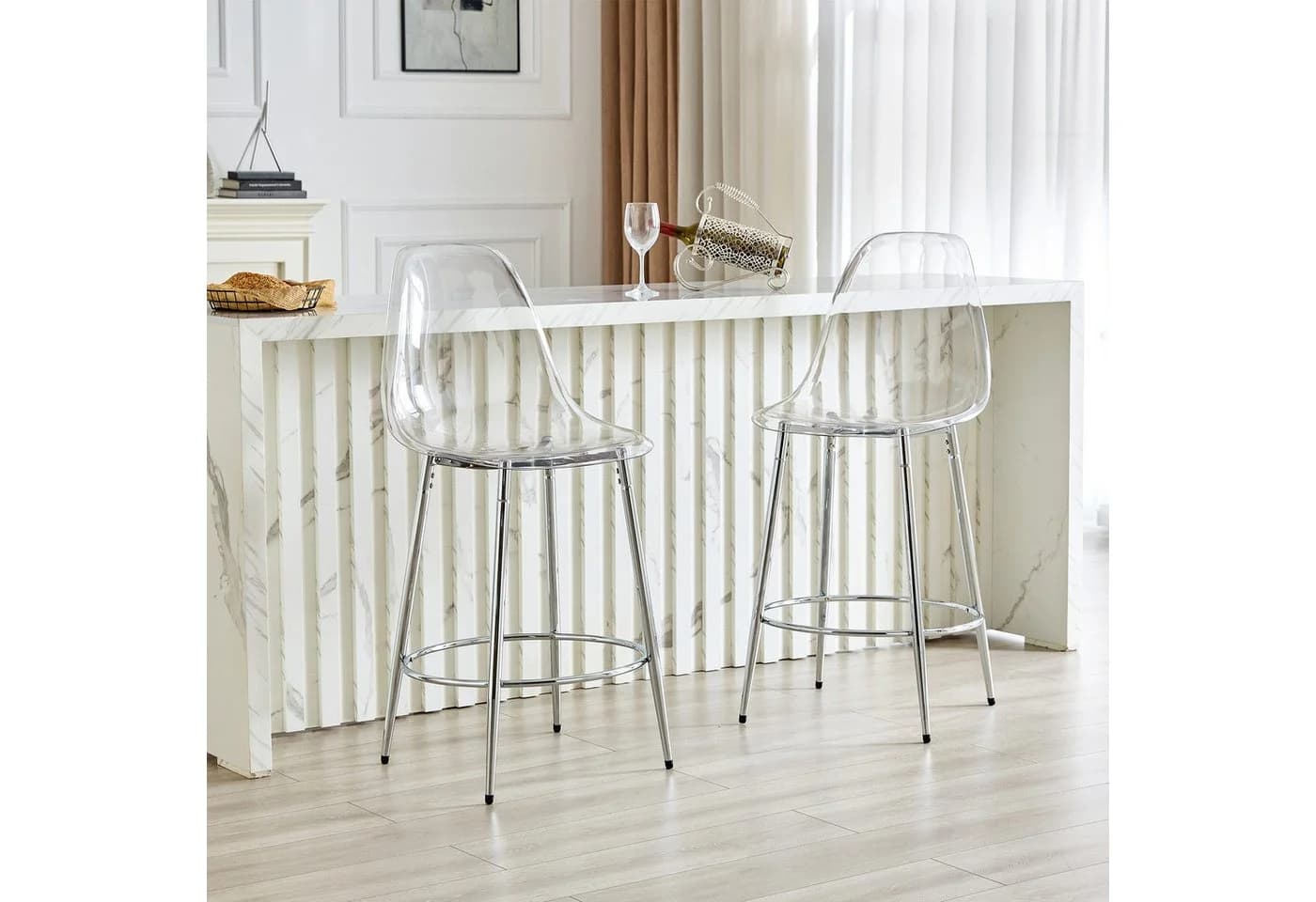gopop Barhocker 2er-Set Transparent PET Metallbeine Silber - Bild 3