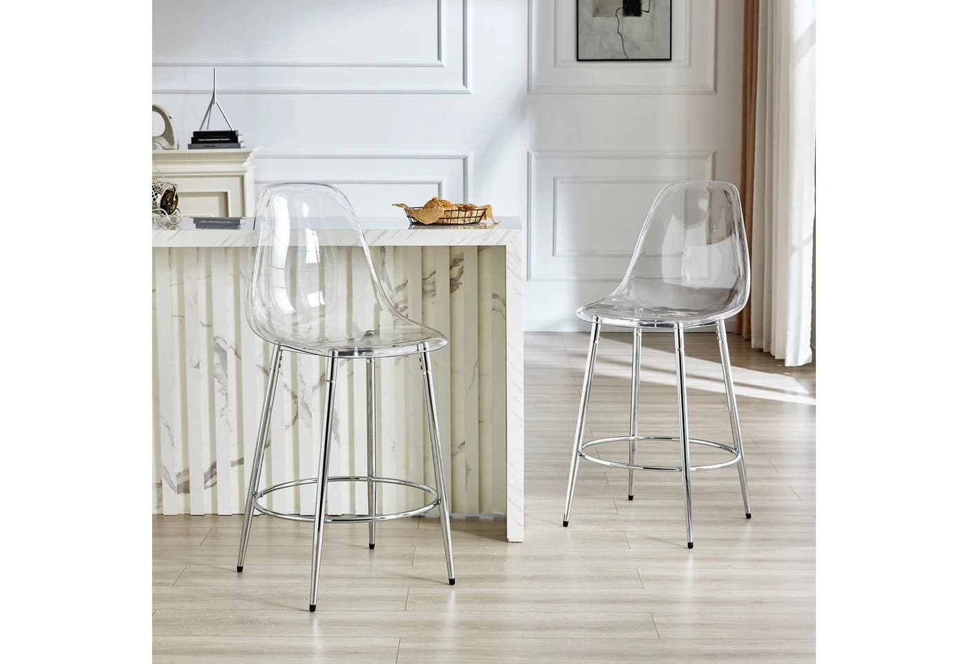 gopop Barhocker 2er-Set Transparent PET Metallbeine Silber - Bild 4