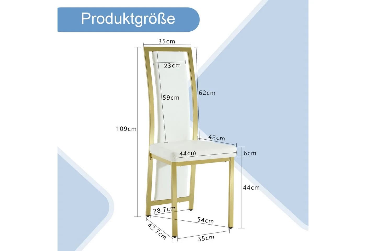 gopop Esszimmerstuhl 2er Set Schwarz-Gold Metallrahmen