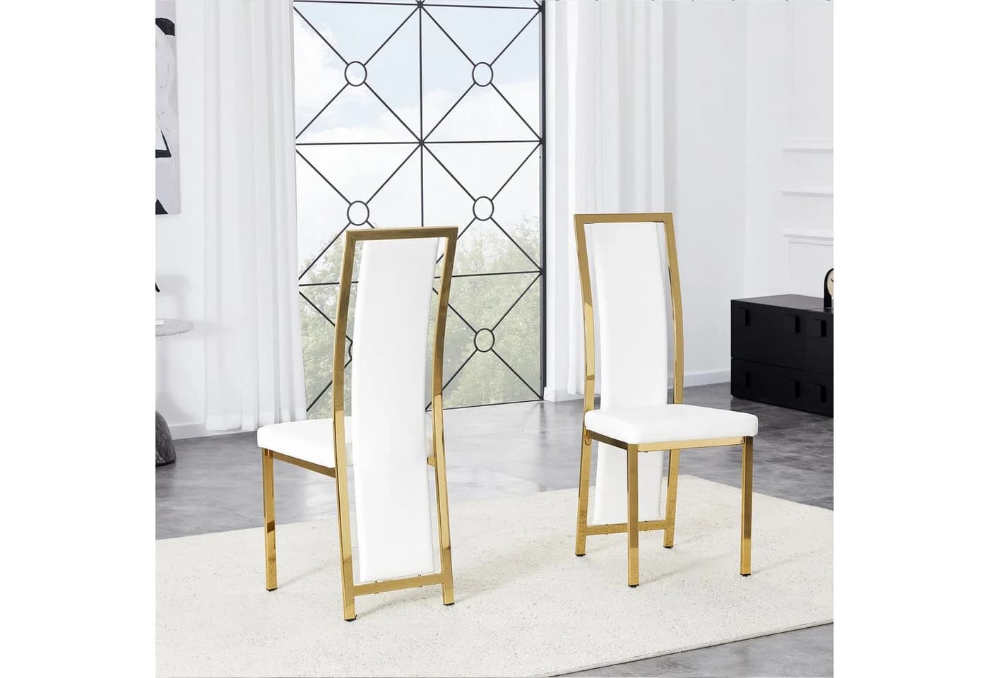 gopop Esszimmerstuhl 2er Set Schwarz-Gold Metallrahmen - Bild 3