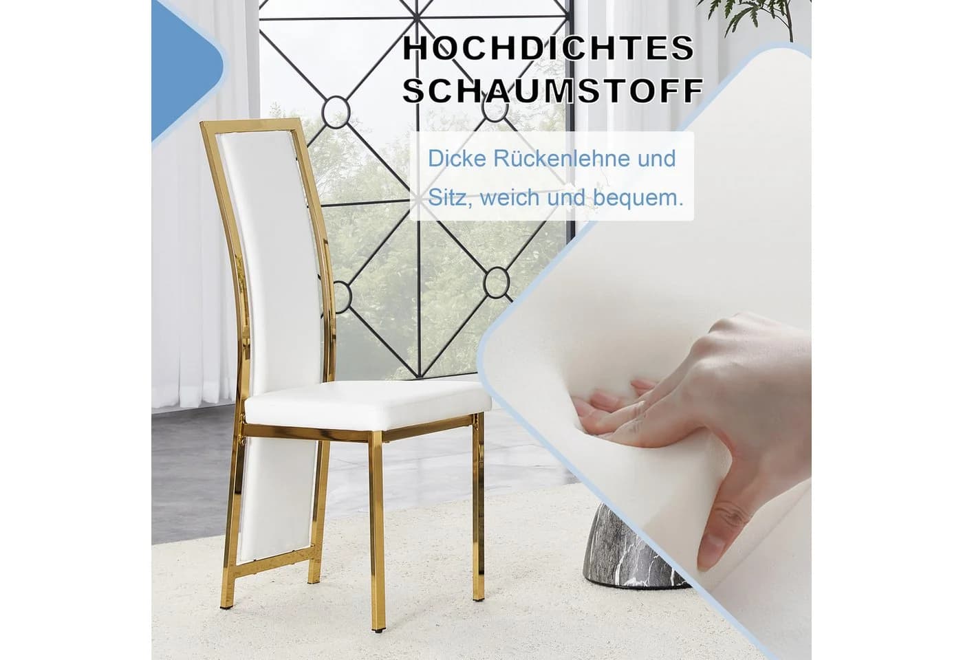 gopop Esszimmerstuhl 2er Set Schwarz-Gold Metallrahmen - Bild 5