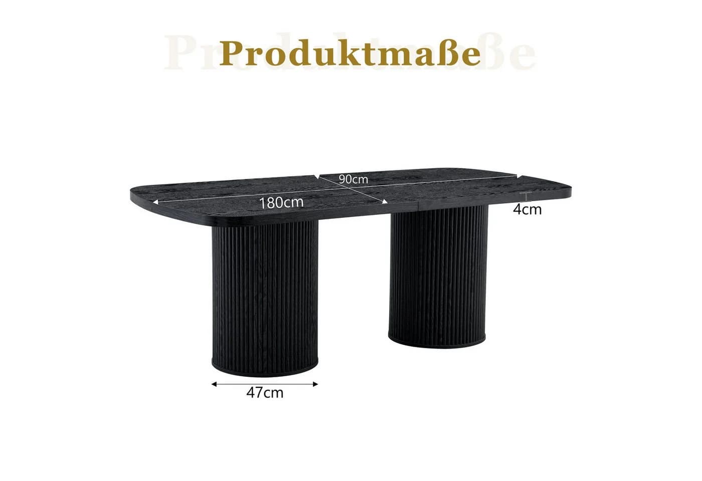 JUFU Esstisch Oval Holzoptik Geriffelte Säulen
