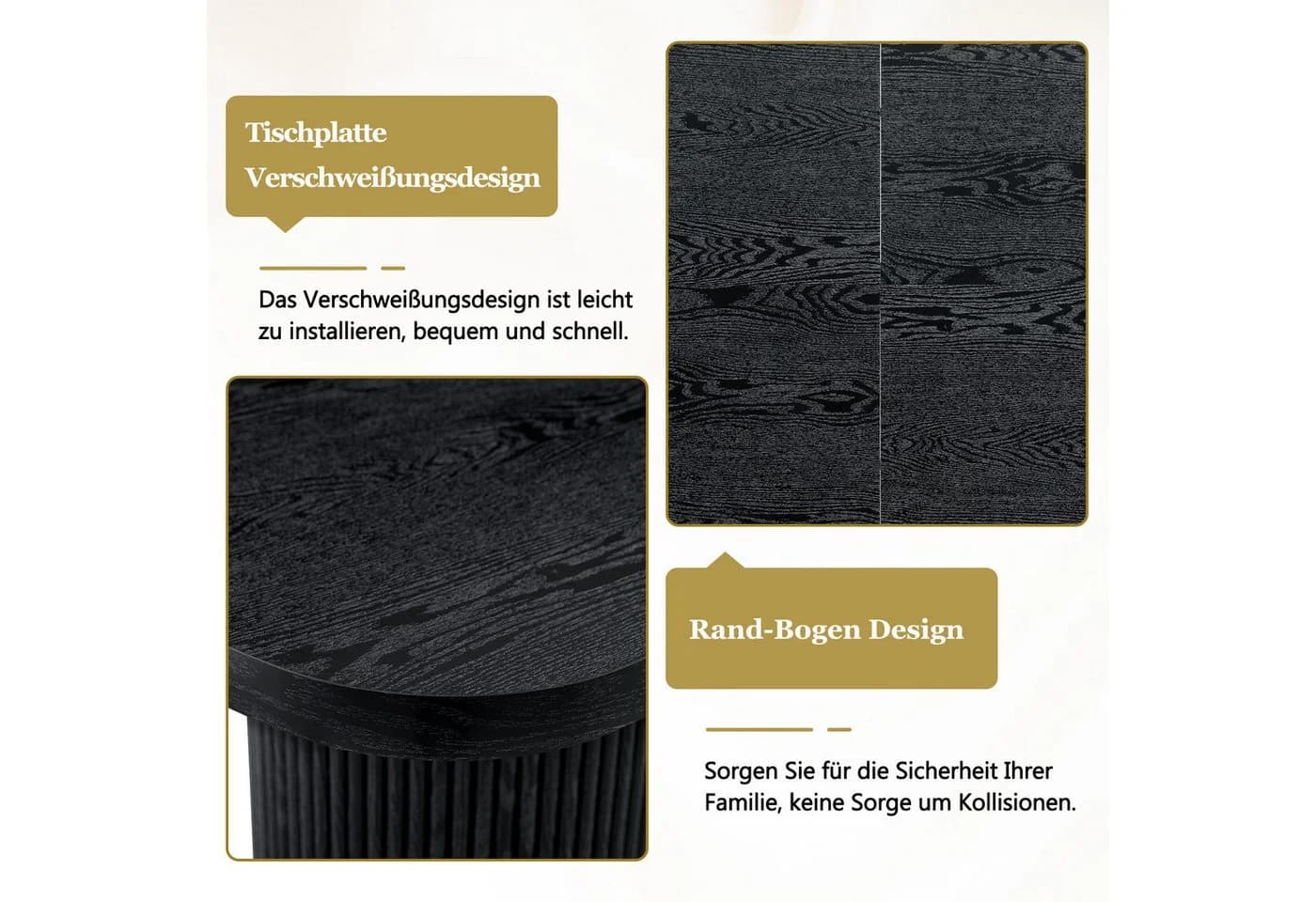 JUFU Esstisch Oval Holzoptik Geriffelte Säulen - Bild 5