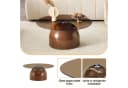gopop Couchtisch mit Glas Ø 70 cm Walnussholzoptik/Cremefarben Retro Bild 5