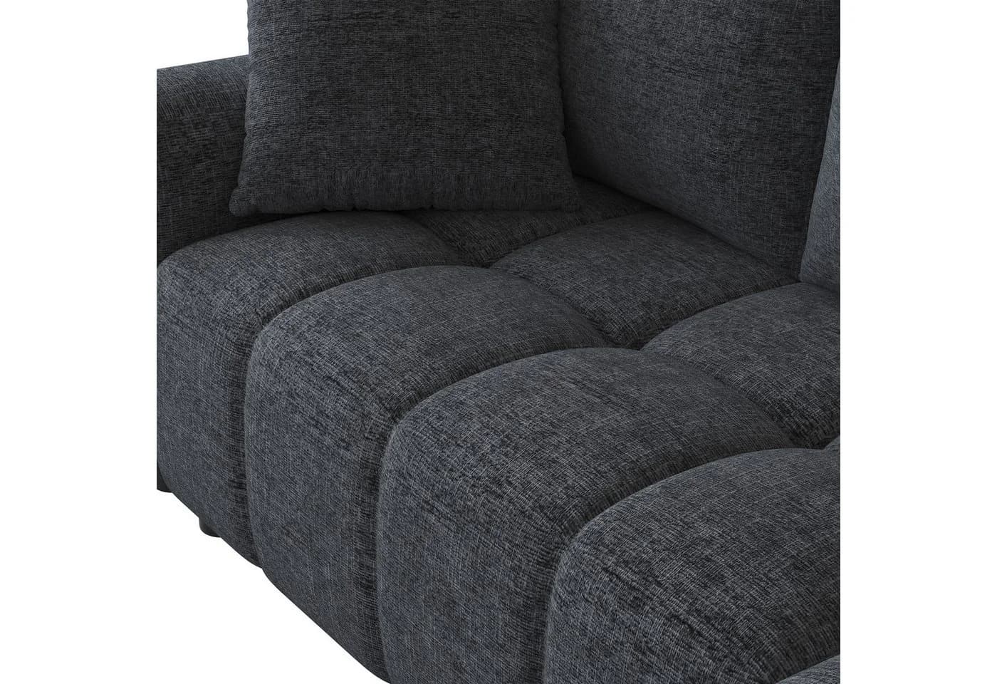 i@home Ecksofa 3-Sitzer L-Form Sofa mit Chaiselongue & 2 Zierkissen Grau/Beige - Bild 5