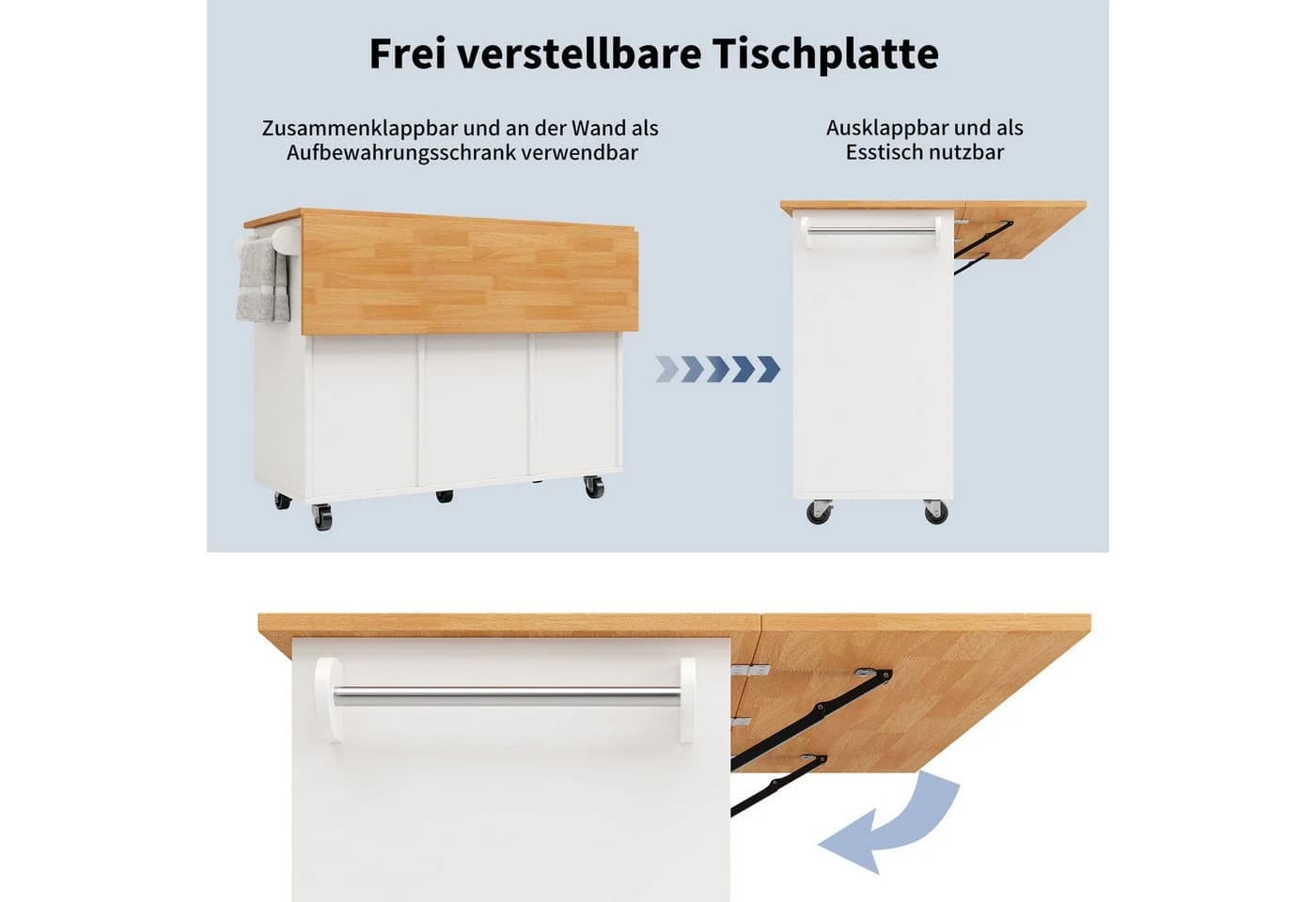 i@home Kücheninsel Moderne Kücheninsel mit Ausziehbarer Tischplatte - Bild 3