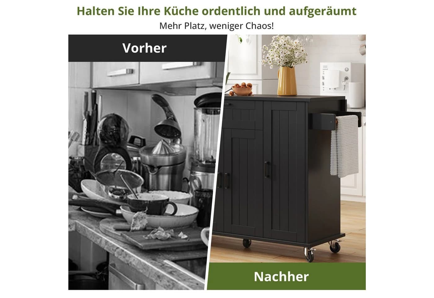i@home Kücheninsel mit Klapptisch 4 Türen 1 Schublade - Bild 5