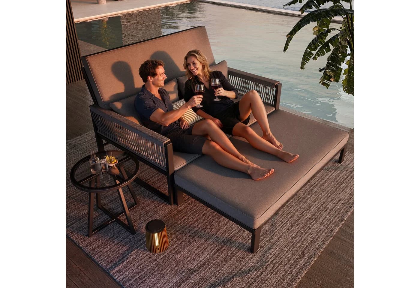 i@home Gartenlounge-Set 2-in-1 Sofa-Bett Grau - Bild 2