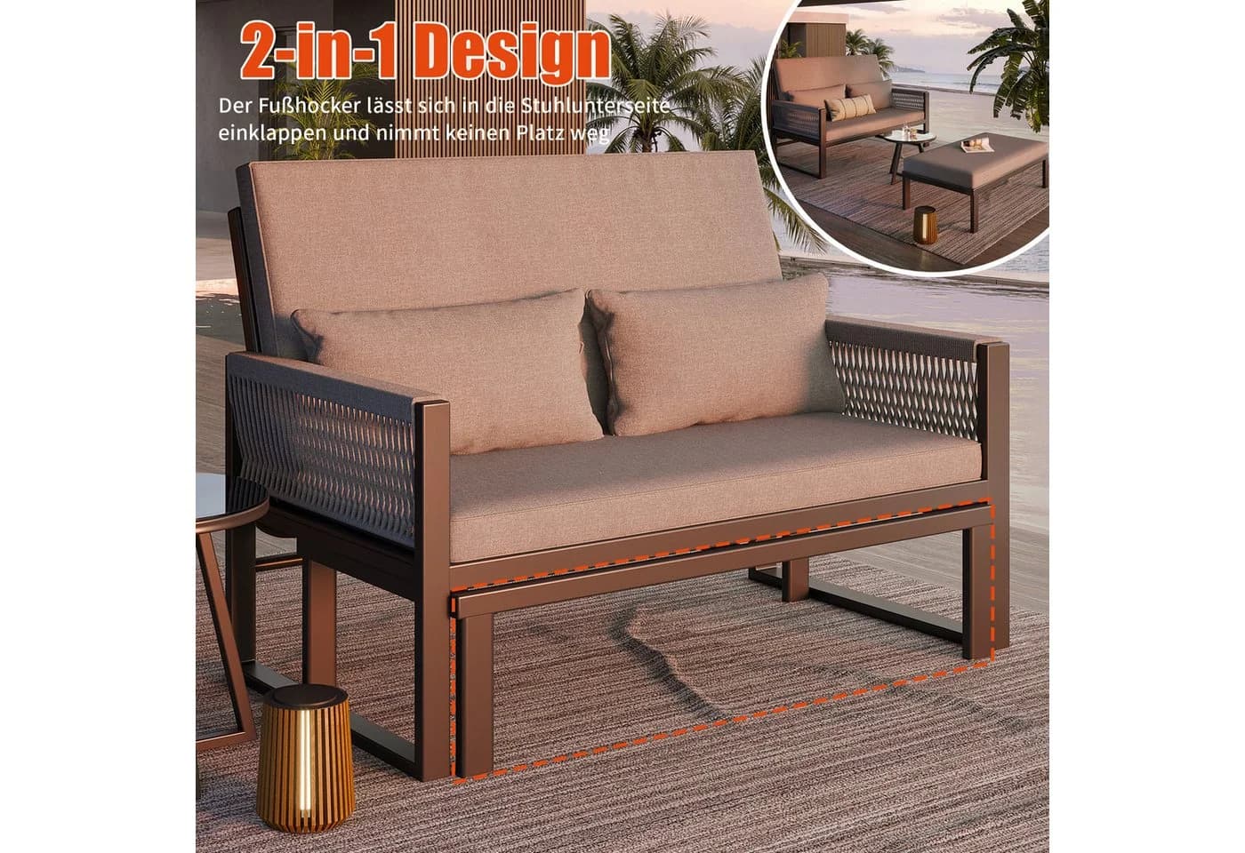 i@home Gartenlounge-Set 2-in-1 Sofa-Bett Grau - Bild 5
