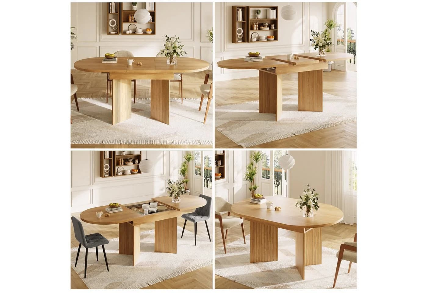 i@home Esstisch Teleskoptisch 120-160cm Ausziehbar Natur/Walnut/Schwarz - Bild 1