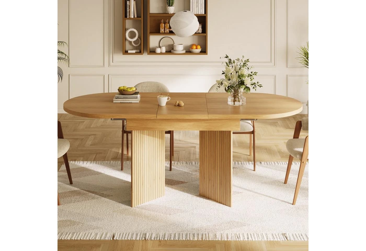 i@home Esstisch Teleskoptisch 120-160cm Ausziehbar Natur/Walnut/Schwarz - Bild 2