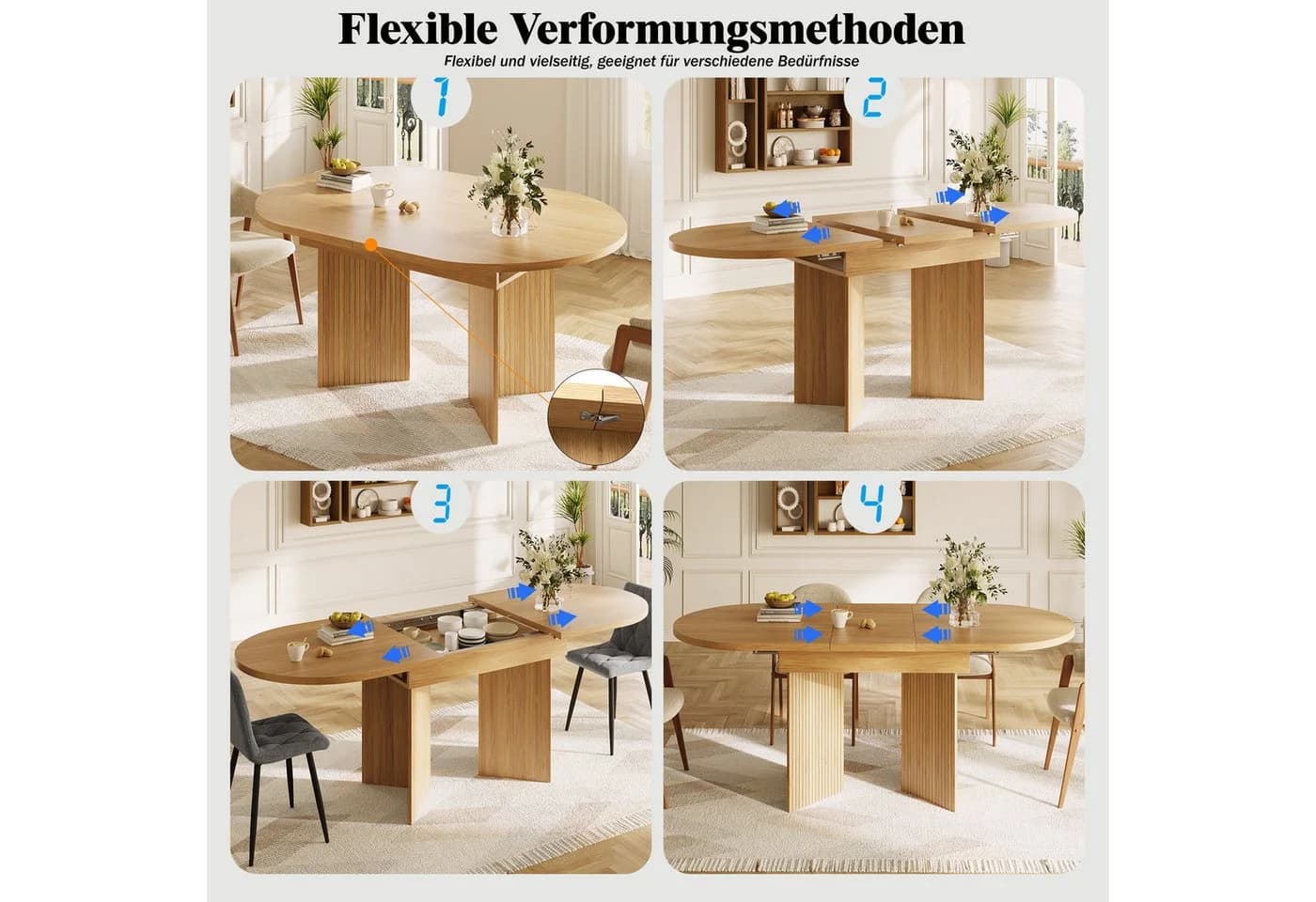 i@home Esstisch Teleskoptisch 120-160cm Ausziehbar Natur/Walnut/Schwarz - Bild 5