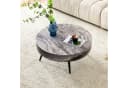 i@home Couchtisch Runder Kaffeetisch 70 cm Holzoptik Schwarz Metallbeine Bild 1