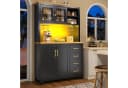 i@home Hochschrank Landhausstil 4 Türen LED Schwarz Bild 2