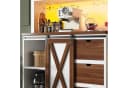 i@home Hochschrank Küchenschrank mit LED Beleuchtung und Schiebetür Weiß Bild 1