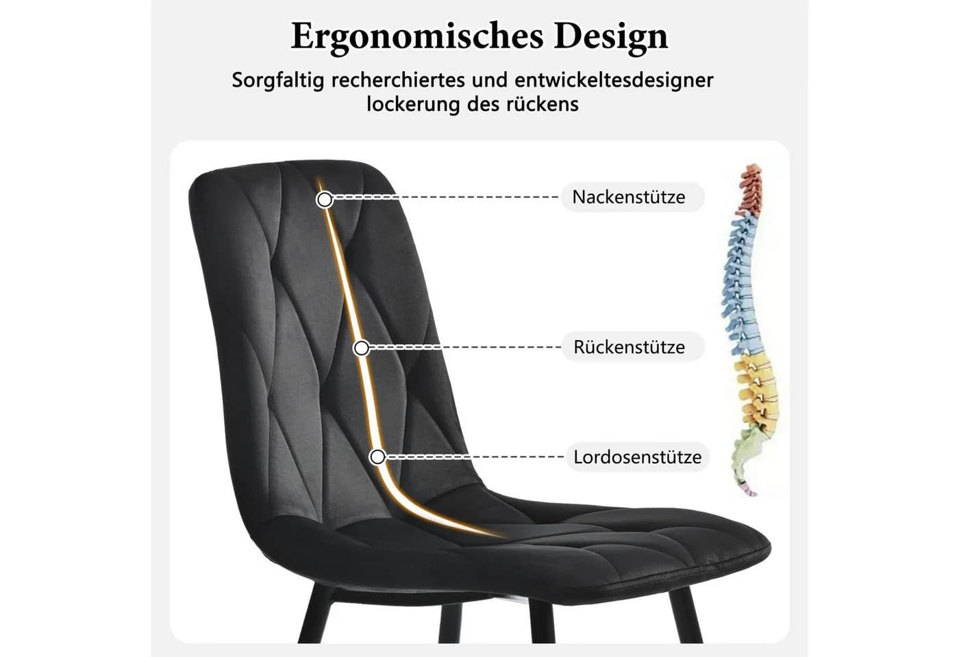 i@home Essgruppe rundes Esstisch aus Marmor mit 4 Samtstühle, grau/schwarz/grün - Bild 3