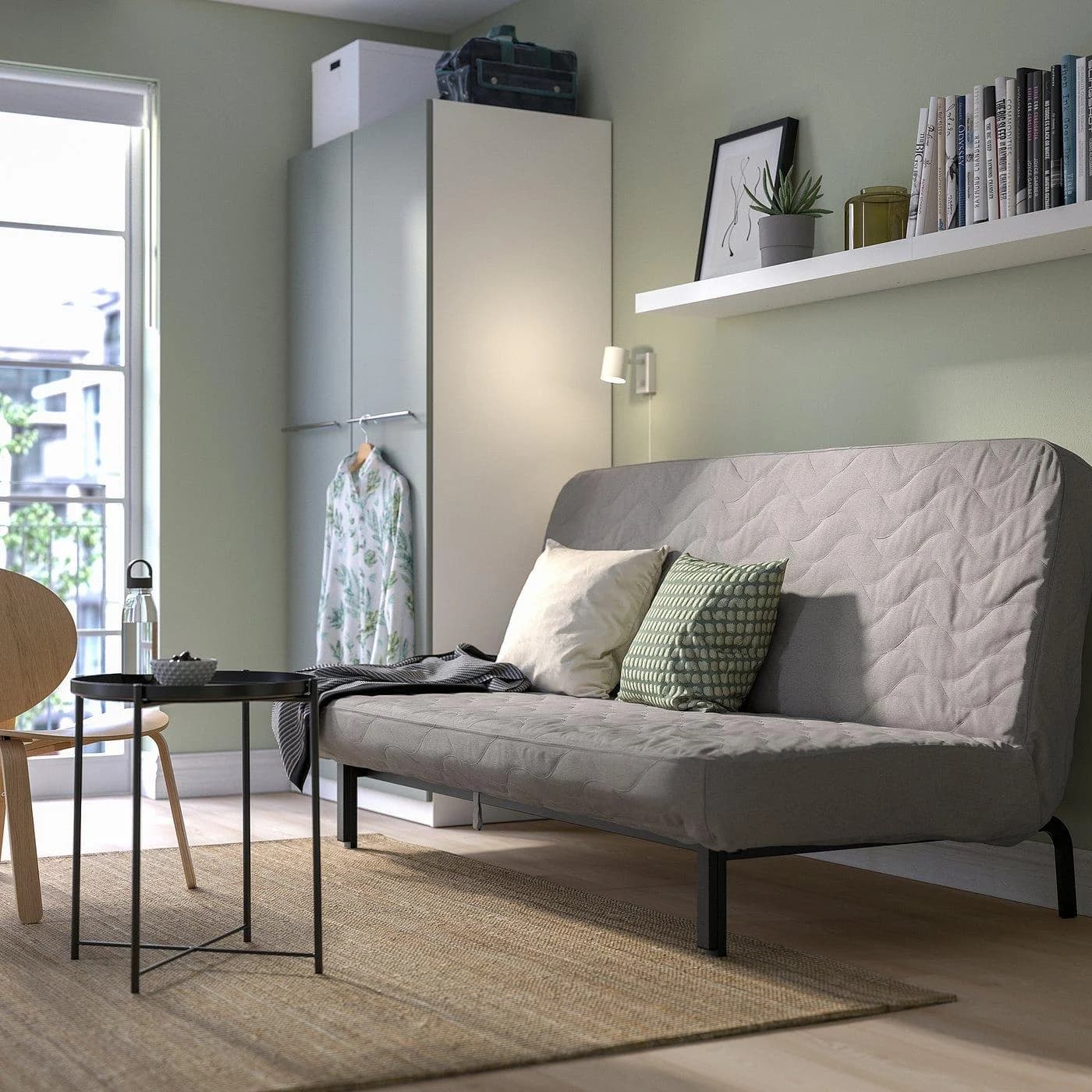 IKEA NYHAMN 3er-Bettsofa Beige Grau mit Klick-Klack-System