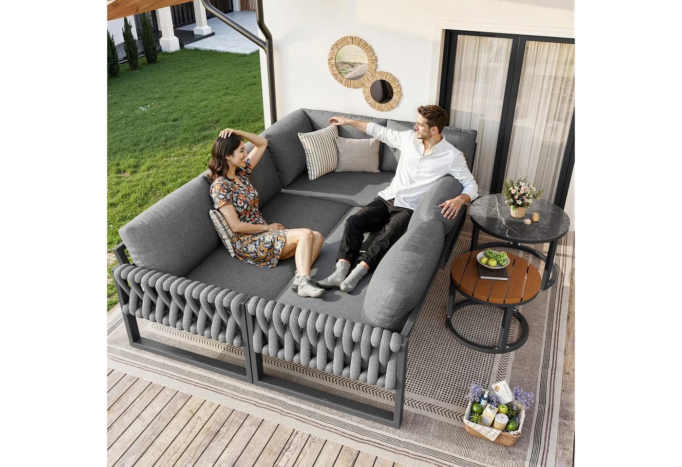 i@home Gartenlounge-Set 5-tlg. Modulares Design