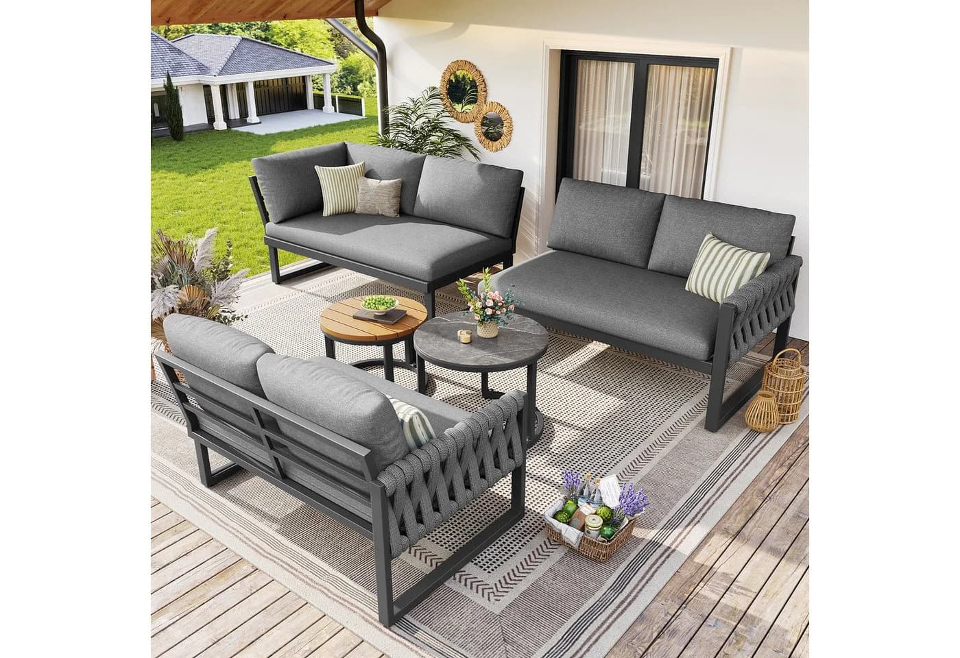 i@home Gartenlounge-Set 5-tlg. Modulares Design - Bild 3