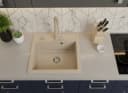 Faizee Möbel Granitspüle Eckig Beige mit Siphon Bild 1