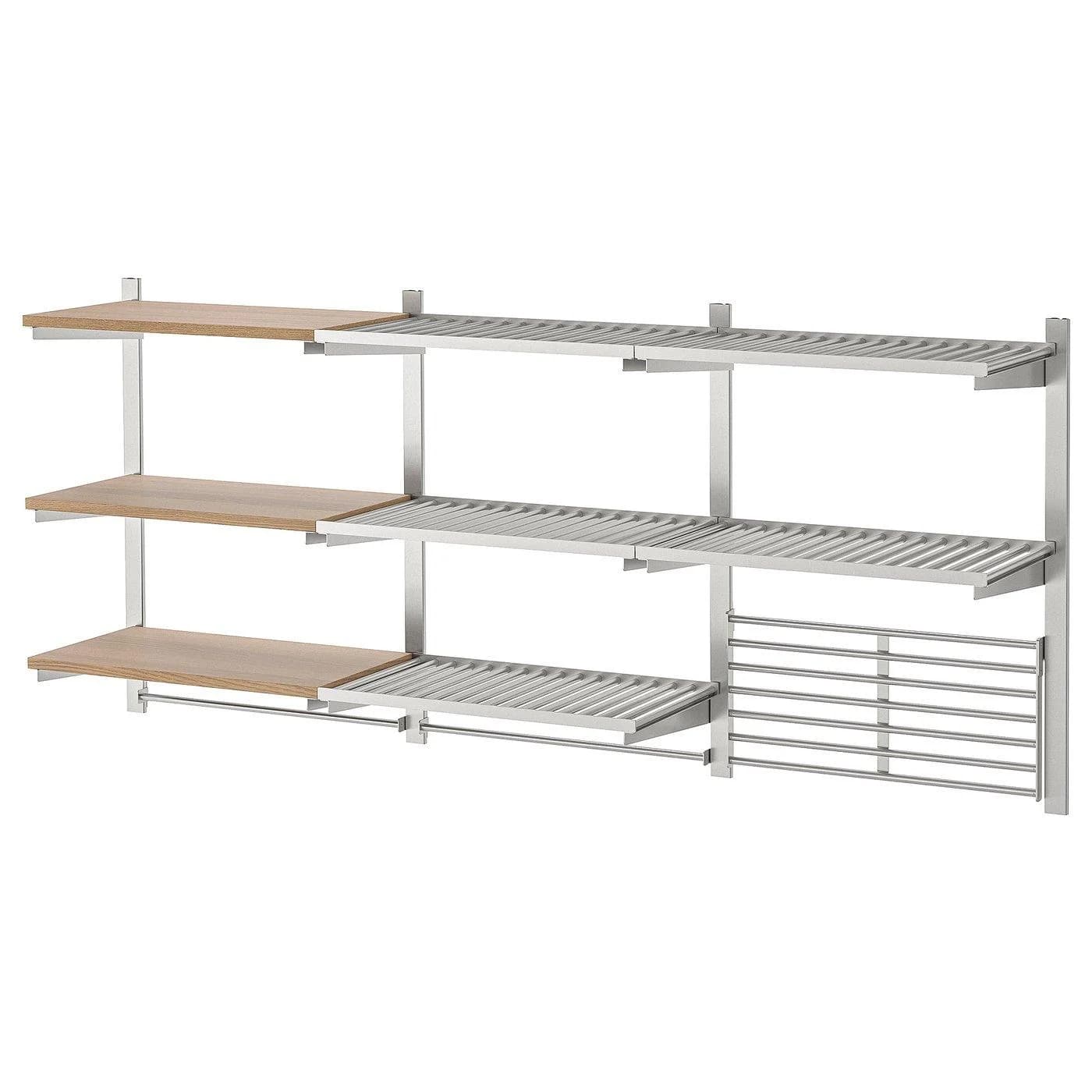 IKEA KUNGSFORS Aufhängeschiene Edelstahl Eschenfurnier Grau