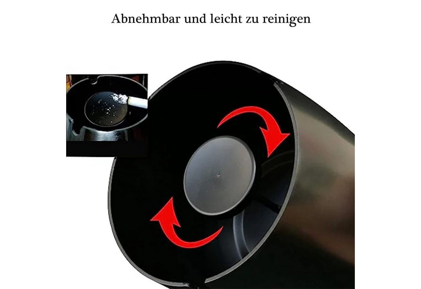 KINSI Aschenbecher Edelstahl mit Deckel Schwarz Winddicht - Bild 4