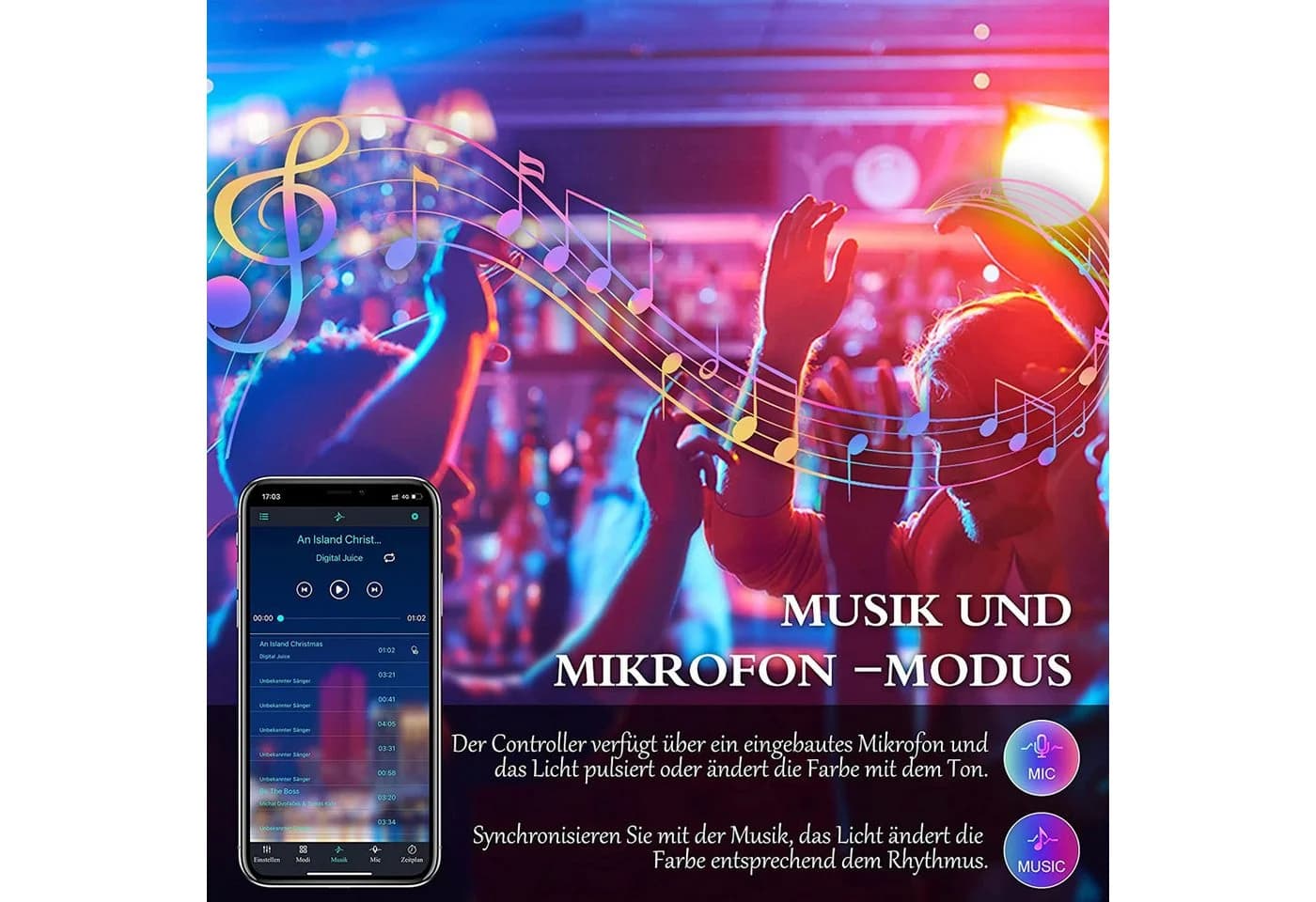 KINSI LED Stripe RGB Lichterkette mit APP & Fernbedienung - Bild 3