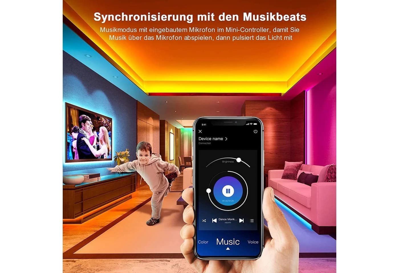 KINSI LED Stripe LED TV-Hintergrundbeleuchtung RGB Bluetooth App - Bild 5